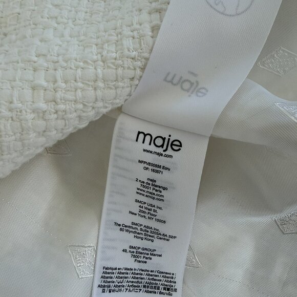 Maje white Valasila Tweed Belted Jacket Sz 38 /US size 6 new with tags - Picture 12 of 17